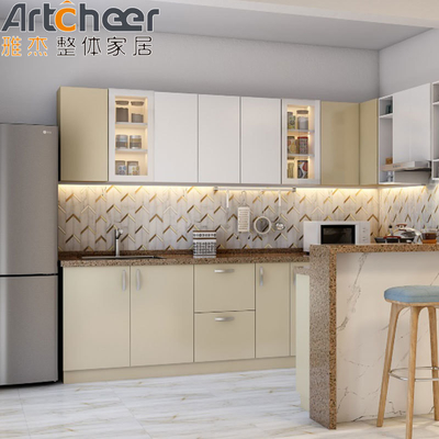 ποιότητας  Market Oak Frame kitchen cabinet u shape design with Particleboard Door and Organizer εργοστάσιο