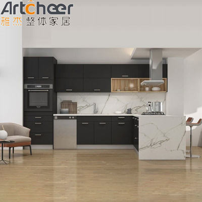 ποιότητας  Minimalistic Design Grey Solid Wood Kitchen Cabinets with Imported Quartz Stone Top εργοστάσιο