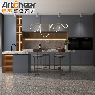 Προσαρμοσμένο Color I Shape Kitchen Design Set με Κέντρο Νησί και Lazy Susan Αποθήκευση